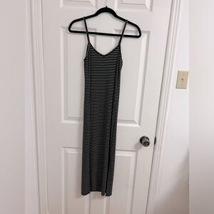 Superdry (S) Striped Black & White Casual Strapless V-neck Midi Summer Day Dress